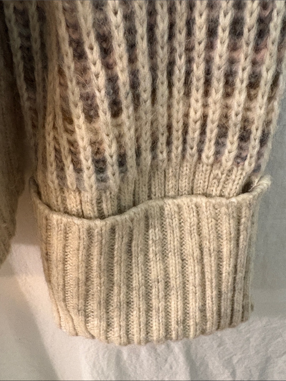 Relaxed Multicolored Ribbed Cowl-Neck Sweater - Picture 4 of 7
